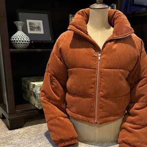 Altar'd State Corduroy Puffer Jacket - Rust XS